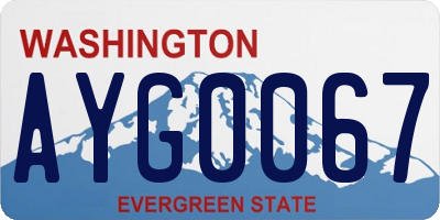 WA license plate AYG0067