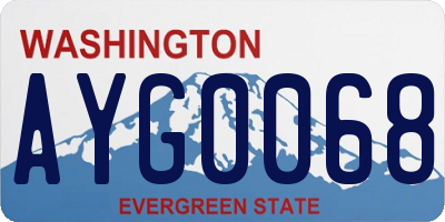 WA license plate AYG0068