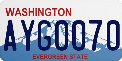 WA license plate AYG0070