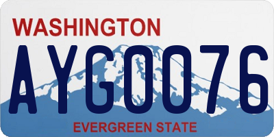 WA license plate AYG0076