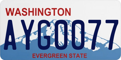 WA license plate AYG0077
