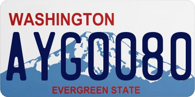 WA license plate AYG0080