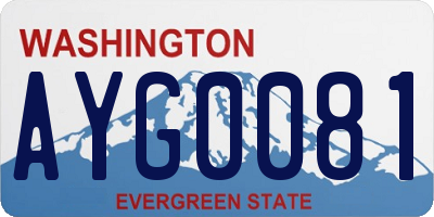 WA license plate AYG0081