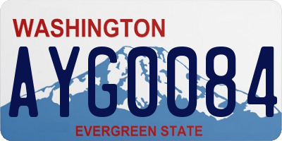 WA license plate AYG0084