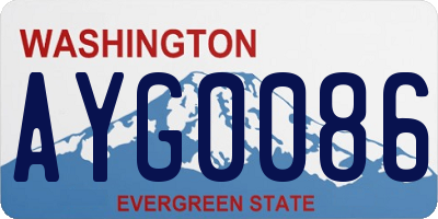 WA license plate AYG0086