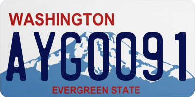 WA license plate AYG0091