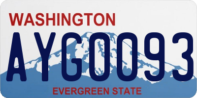 WA license plate AYG0093