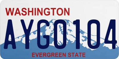 WA license plate AYG0104
