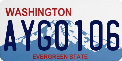 WA license plate AYG0106
