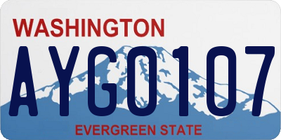 WA license plate AYG0107