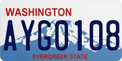 WA license plate AYG0108