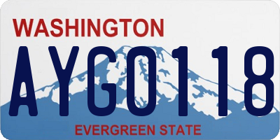 WA license plate AYG0118