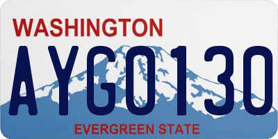 WA license plate AYG0130