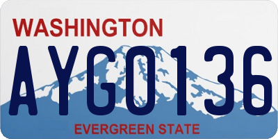 WA license plate AYG0136