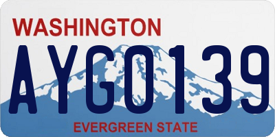 WA license plate AYG0139