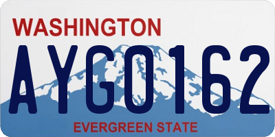 WA license plate AYG0162