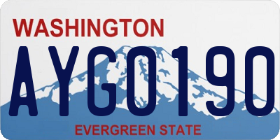 WA license plate AYG0190