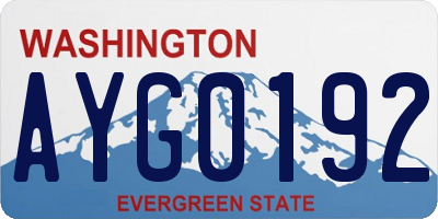 WA license plate AYG0192