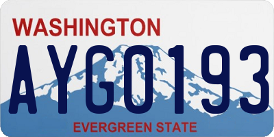WA license plate AYG0193