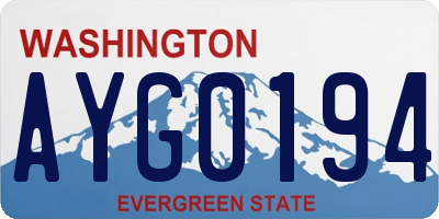 WA license plate AYG0194
