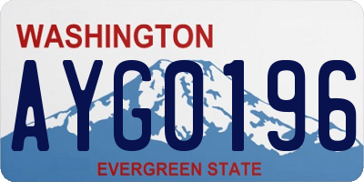 WA license plate AYG0196