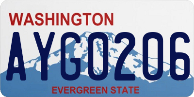 WA license plate AYG0206