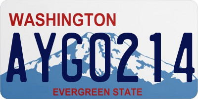 WA license plate AYG0214