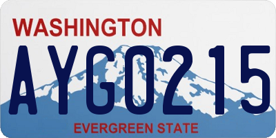 WA license plate AYG0215