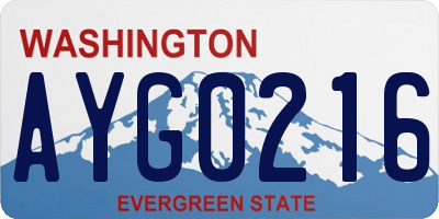 WA license plate AYG0216