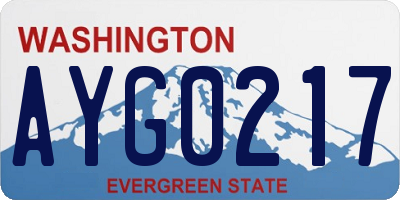 WA license plate AYG0217