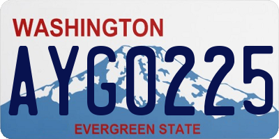 WA license plate AYG0225