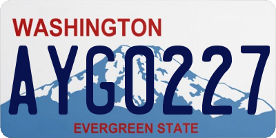 WA license plate AYG0227
