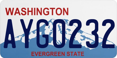 WA license plate AYG0232