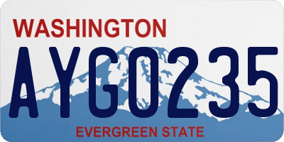 WA license plate AYG0235