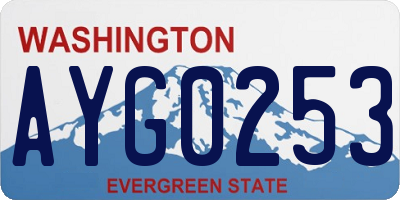 WA license plate AYG0253