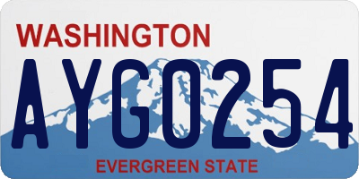 WA license plate AYG0254