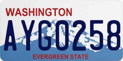 WA license plate AYG0258