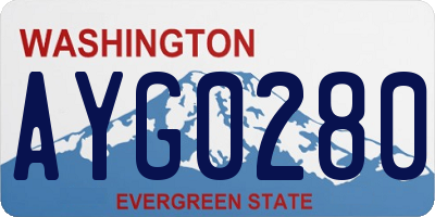 WA license plate AYG0280