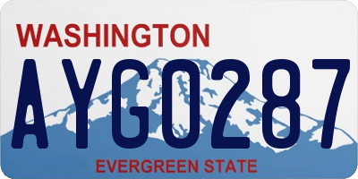 WA license plate AYG0287