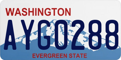 WA license plate AYG0288