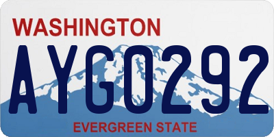 WA license plate AYG0292