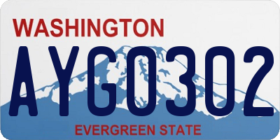 WA license plate AYG0302