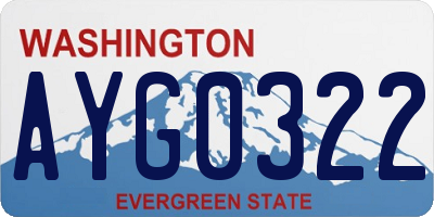 WA license plate AYG0322