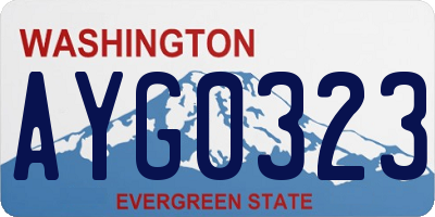 WA license plate AYG0323