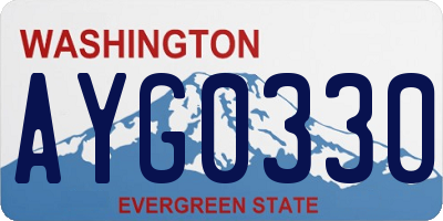 WA license plate AYG0330