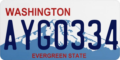 WA license plate AYG0334