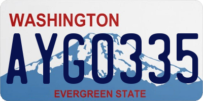 WA license plate AYG0335
