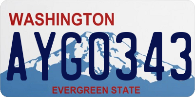 WA license plate AYG0343