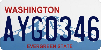 WA license plate AYG0346