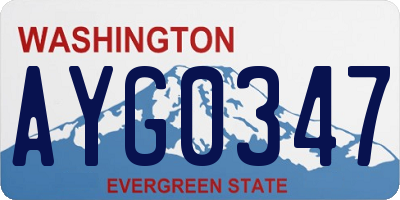 WA license plate AYG0347